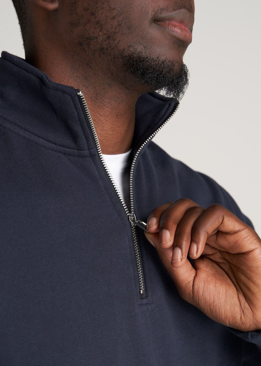 Men American Tall Hoodies + Sweatshirts | Wearever Fleece Quarter-Zip Tall Men'S Sweatshirt In Navy