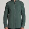 Men American Tall Button Shirts | Washed Oxford Shirt For Tall Men In Timber Green