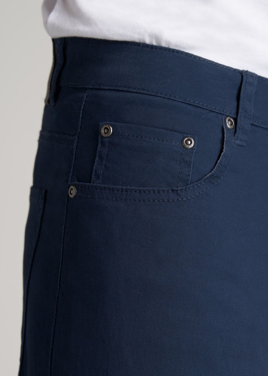 Men American Tall Pants + Chinos | Carman Tapered Fit Five Pocket Pants For Tall Men In Marine Navy