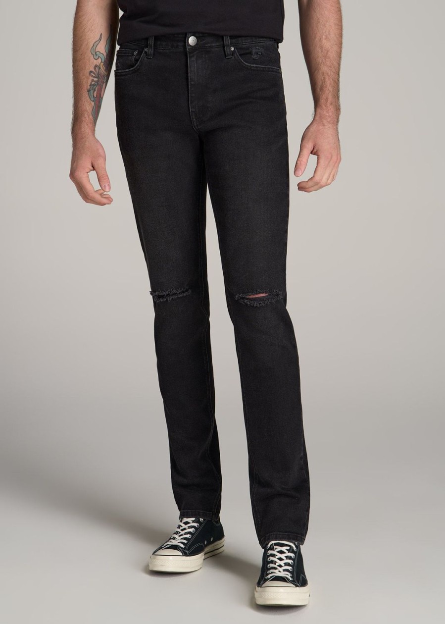 Men American Tall Jeans | Dylan Slim-Fit Jeans For Tall Men In Distressed Onyx Black Wash