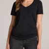 Women American Tall Tees, Tanks + Bodysuits | Women'S Tall Scoop V-Neck Tee In Black