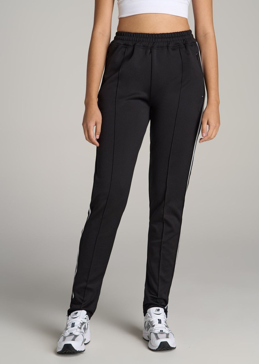 Women American Tall Athletic Pants | Women'S Tall Athletic Stripe Pants In Black & White Black And White