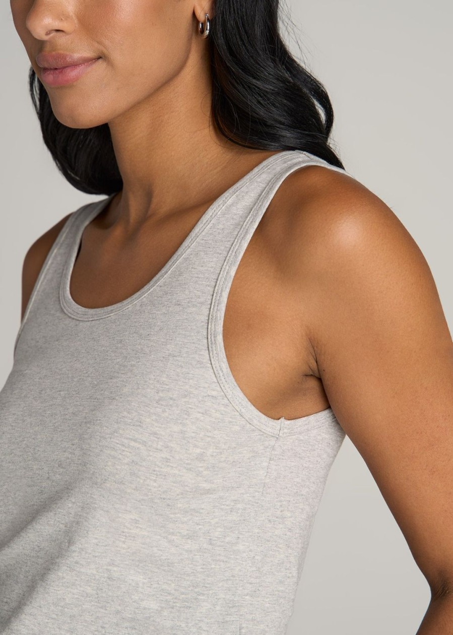 Women American Tall Tees, Tanks + Bodysuits | Slim Fit Jersey Tank Top For Tall Women In Grey Mix