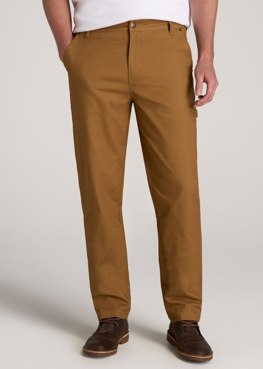 Men American Tall Pants + Chinos | Lj&S Stretch Canvas Regular-Fit Carpenter'S Pants For Tall Men In Dusty Brown