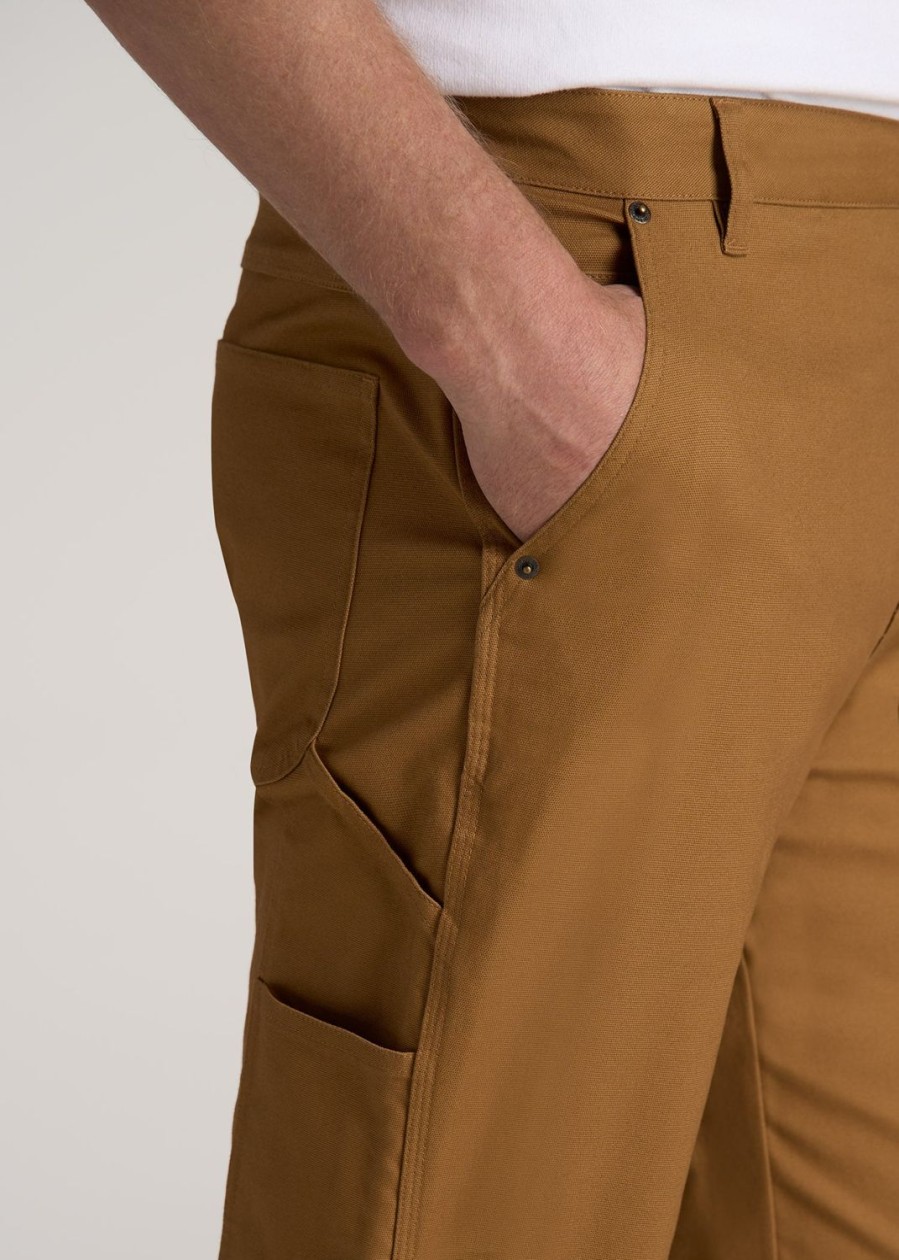 Men American Tall Pants + Chinos | Lj&S Stretch Canvas Regular-Fit Carpenter'S Pants For Tall Men In Dusty Brown