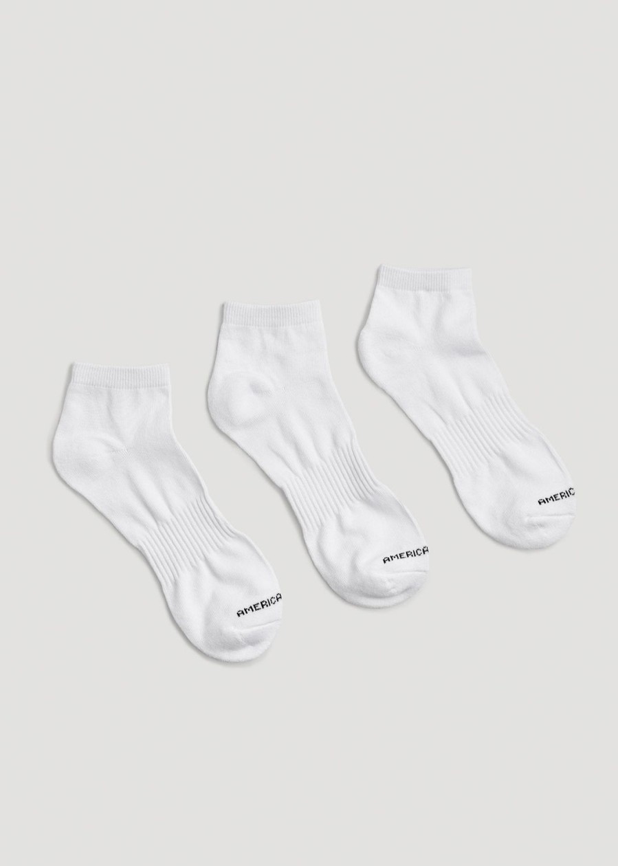 Men American Tall Socks | Men'S Athletic Low Ankle Socks (X-Large Size: 13-15) | White 3 Pack