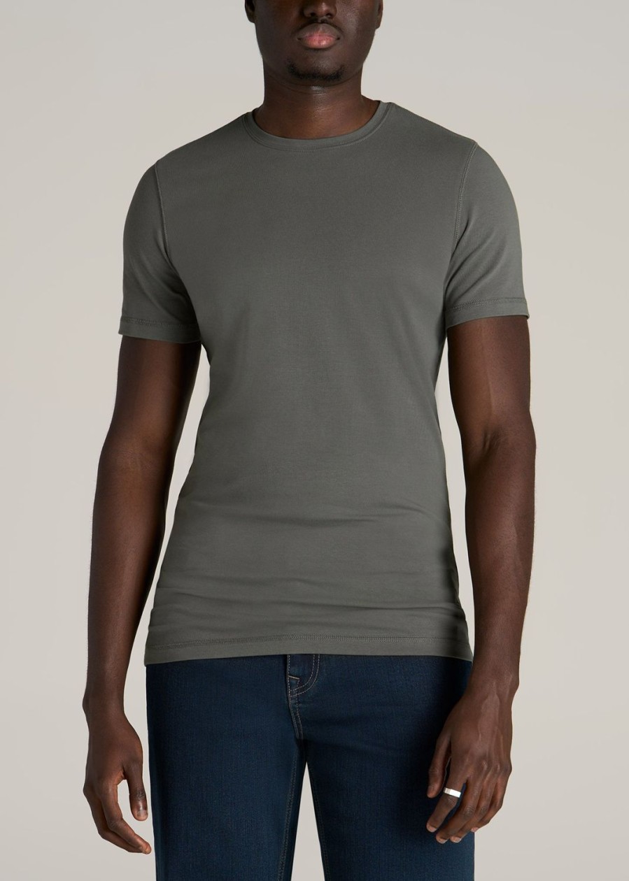 Men American Tall Tees + Tanks | The Essential Slim-Fit Crewneck Men'S Tall Tees In Spring Olive