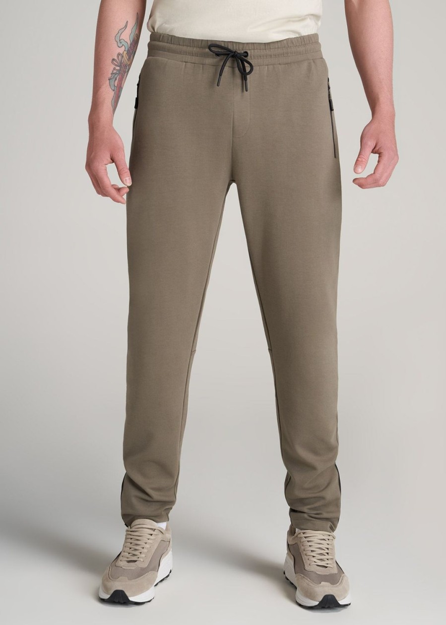 Men American Tall Athletic Pants | Tall Men'S Tech-Knit Zip Joggers In Deep Taupe