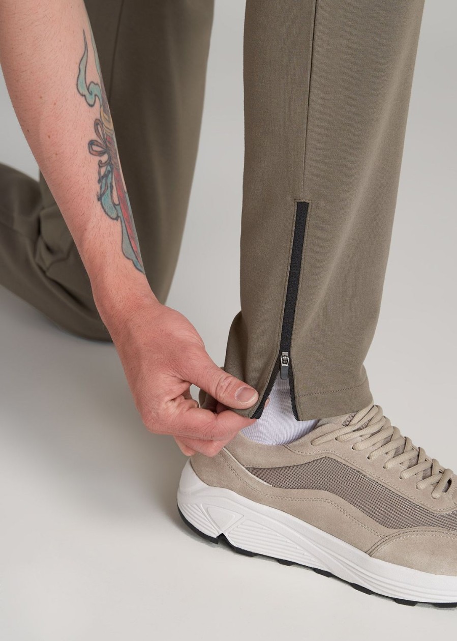 Men American Tall Athletic Pants | Tall Men'S Tech-Knit Zip Joggers In Deep Taupe