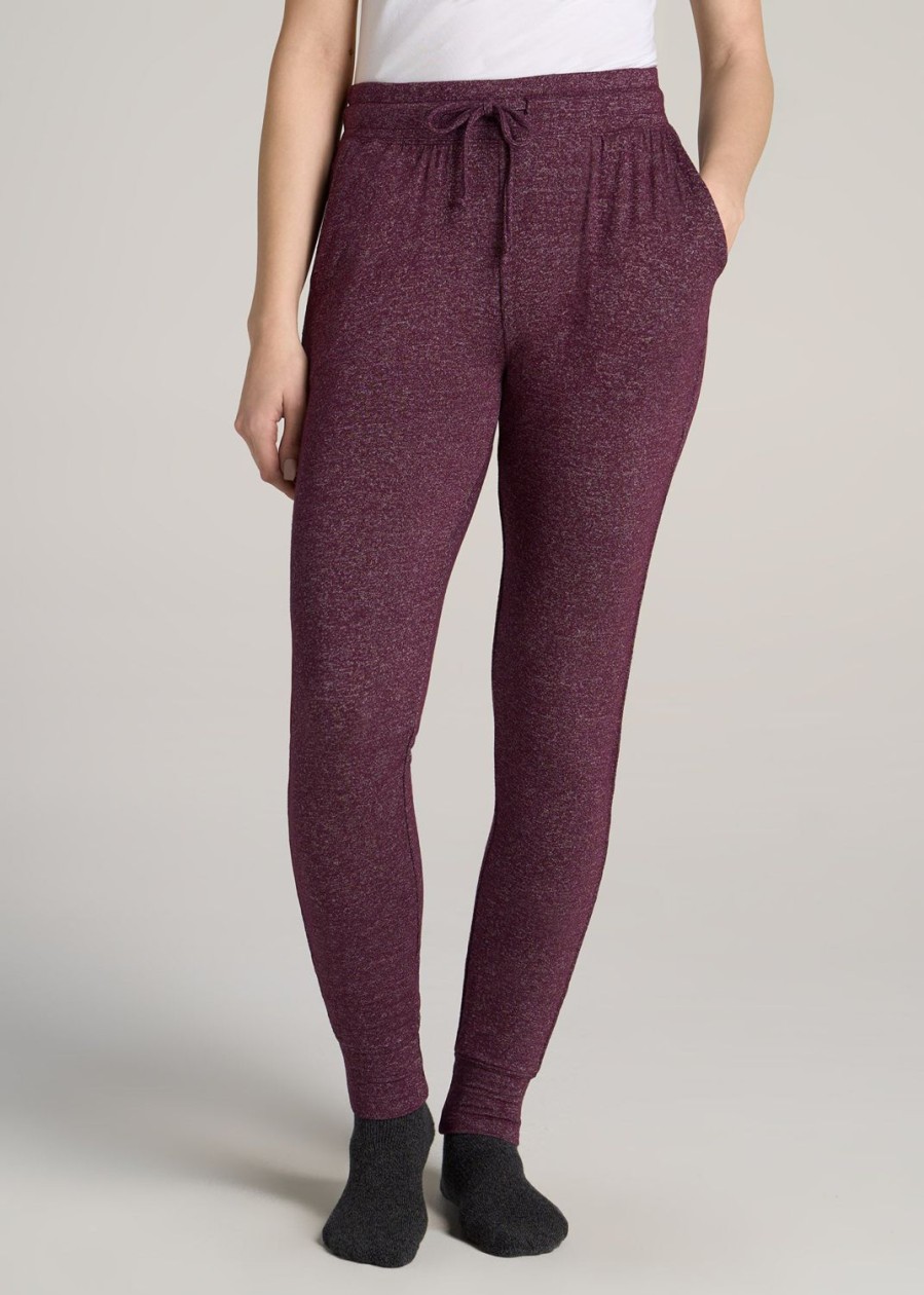 Women American Tall Athletic Pants | Cozy Lounge Joggers For Tall Women In Beetroot Mix