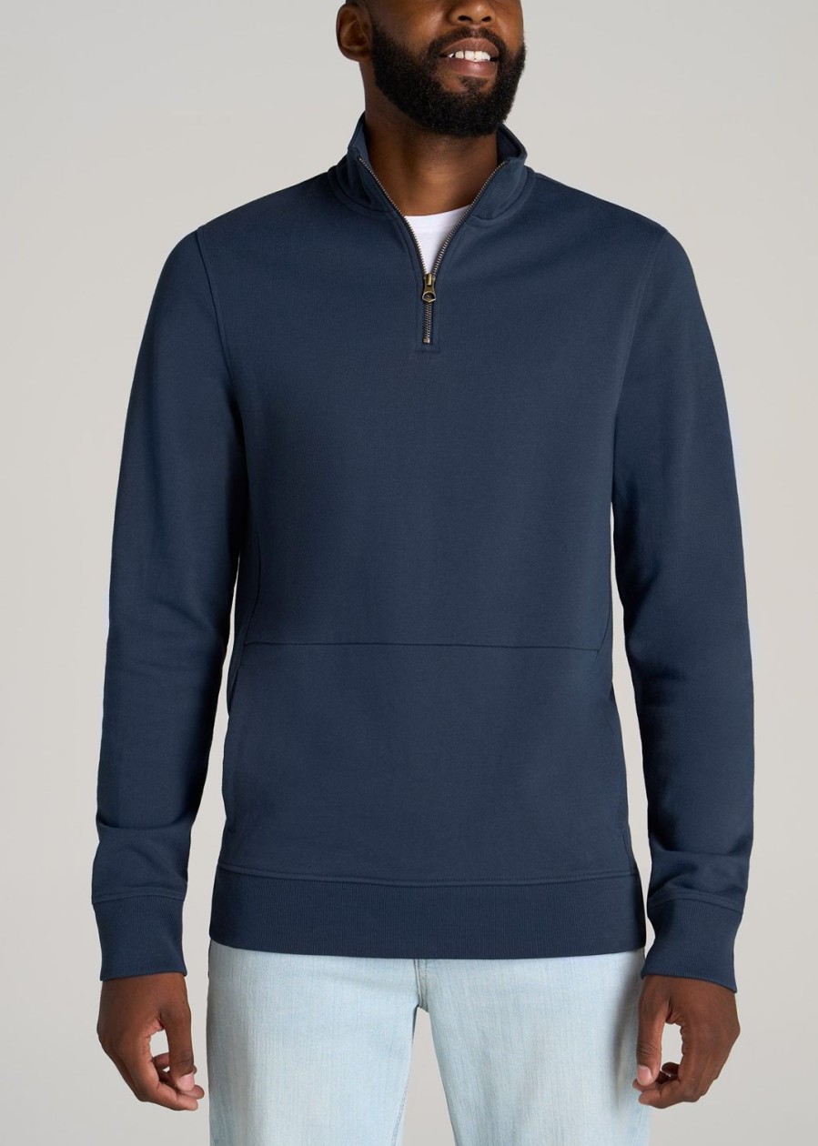 Men American Tall Hoodies + Sweatshirts | Lj&S Heavyweight Quarter-Zip Men'S Tall Pullover In Vintage Midnight Navy