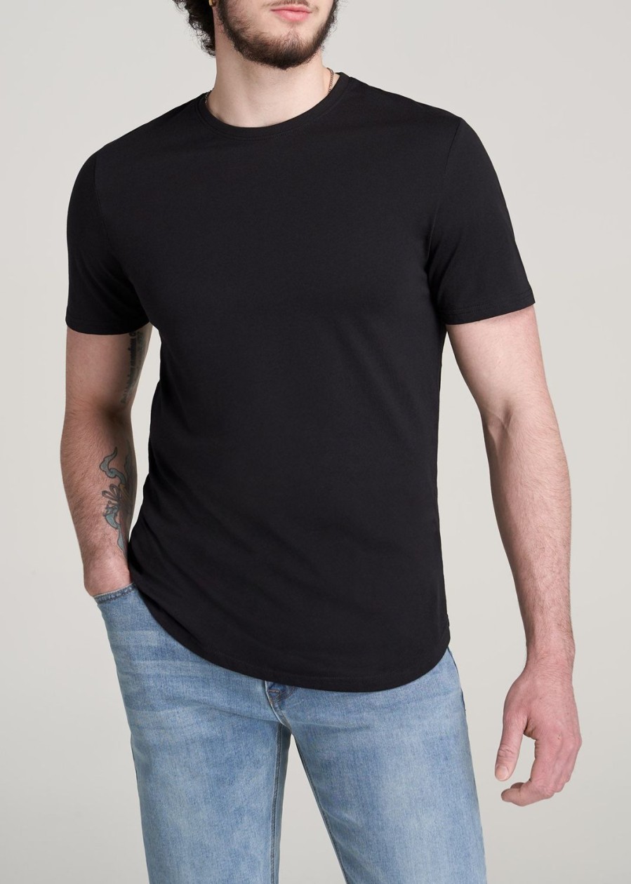 Men American Tall Tees + Tanks | Everyday Scoop Bottom Regular Fit T-Shirt For Tall Men In Black