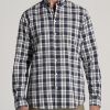 Men American Tall Button Shirts | Soft-Wash Button-Up Shirt For Tall Men In Navy And Oak Plaid