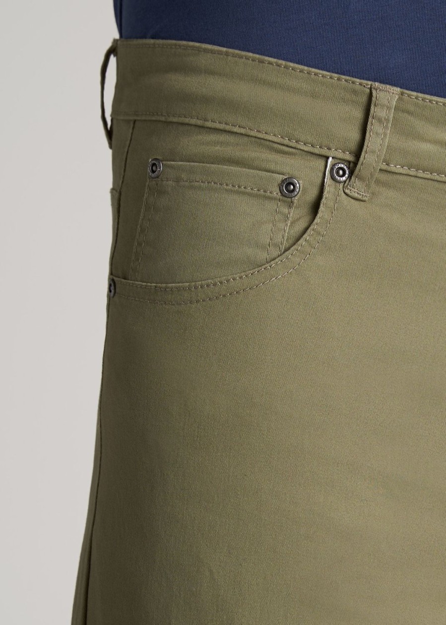 Men American Tall Pants + Chinos | Carman Tapered Fit Five Pocket Pants For Tall Men In Fatigue Green