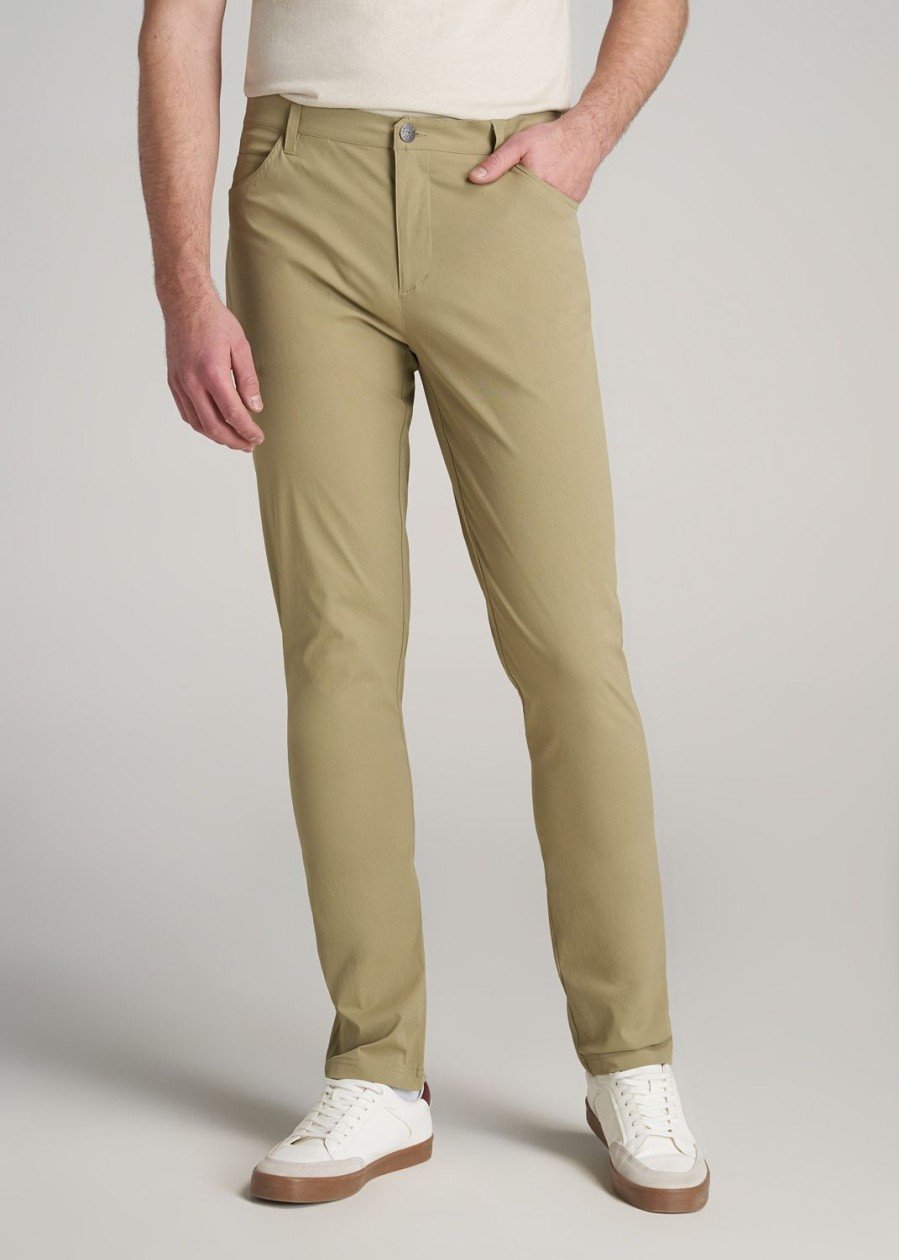 Men American Tall Pants + Chinos | Tapered-Fit Traveler Pants For Tall Men In Tan