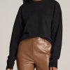 Women American Tall Sweaters | Relaxed Crewneck Wool Blend Tall Women'S Sweater In Black