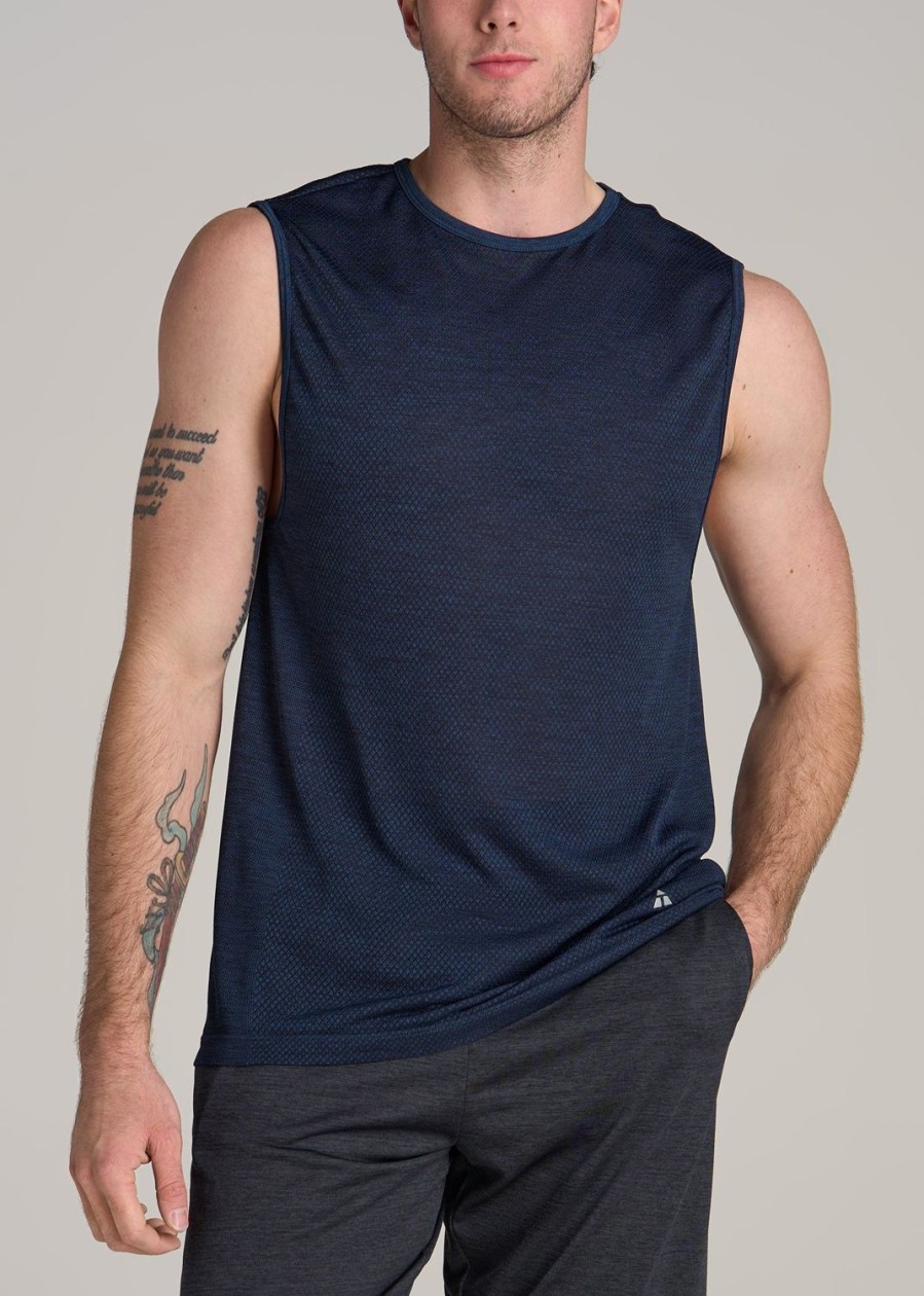 Men American Tall Tees + Tanks | A.T. Performance Modern-Fit Engineered Tall Tank Top In Navy Mix