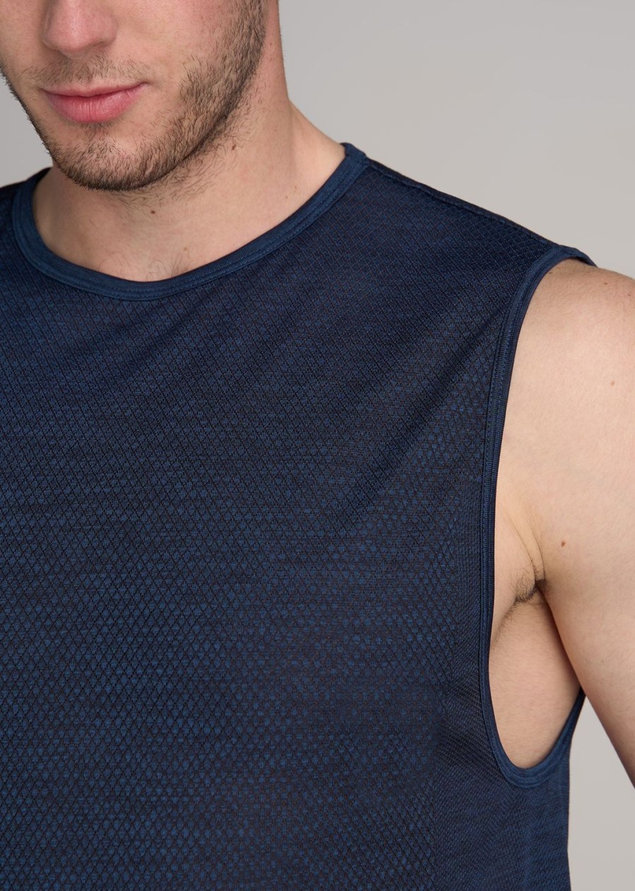 Men American Tall Tees + Tanks | A.T. Performance Modern-Fit Engineered Tall Tank Top In Navy Mix