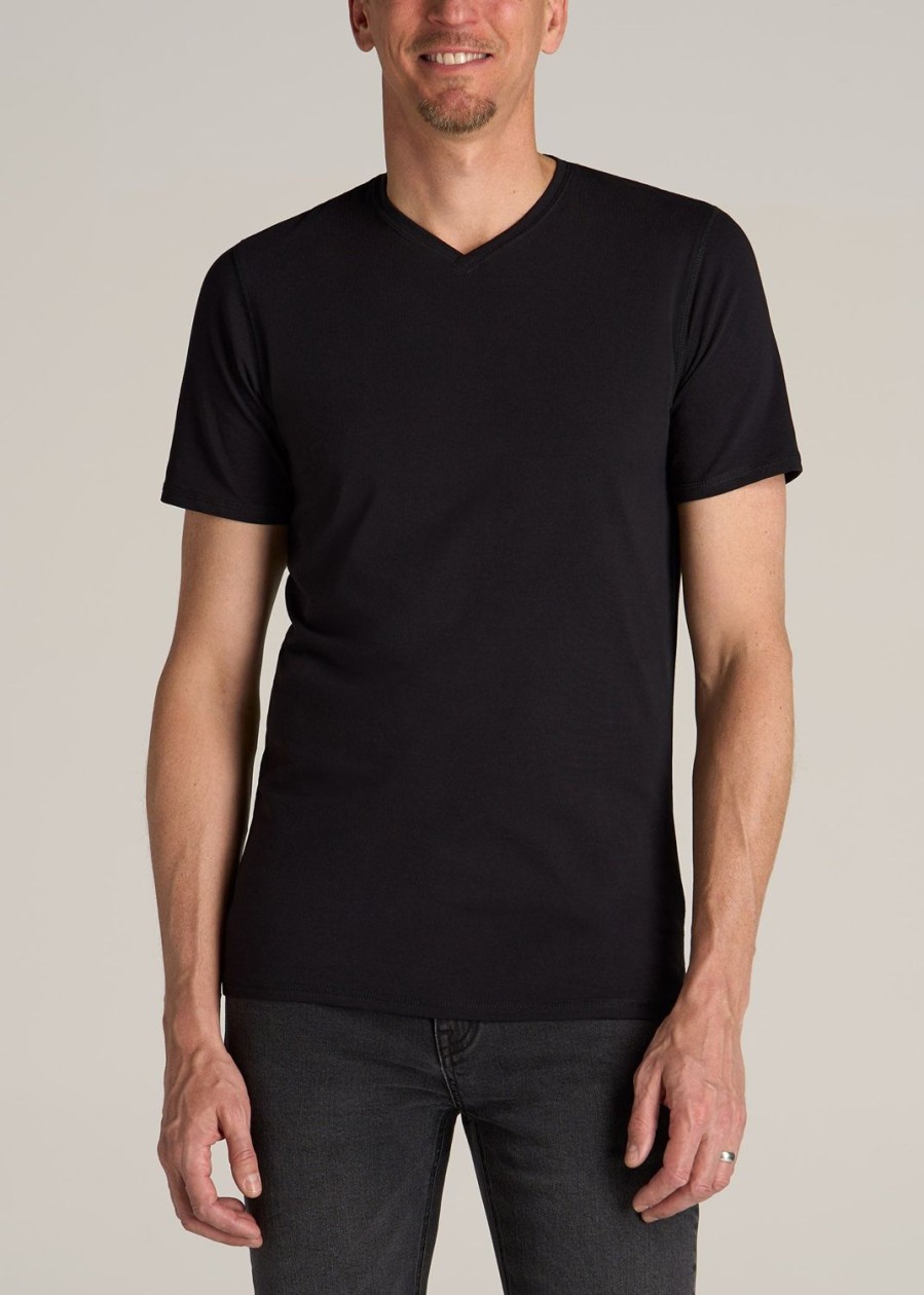 Men American Tall Tees + Tanks | The Essential Regular-Fit V-Neck Men'S Tall Tees In Black