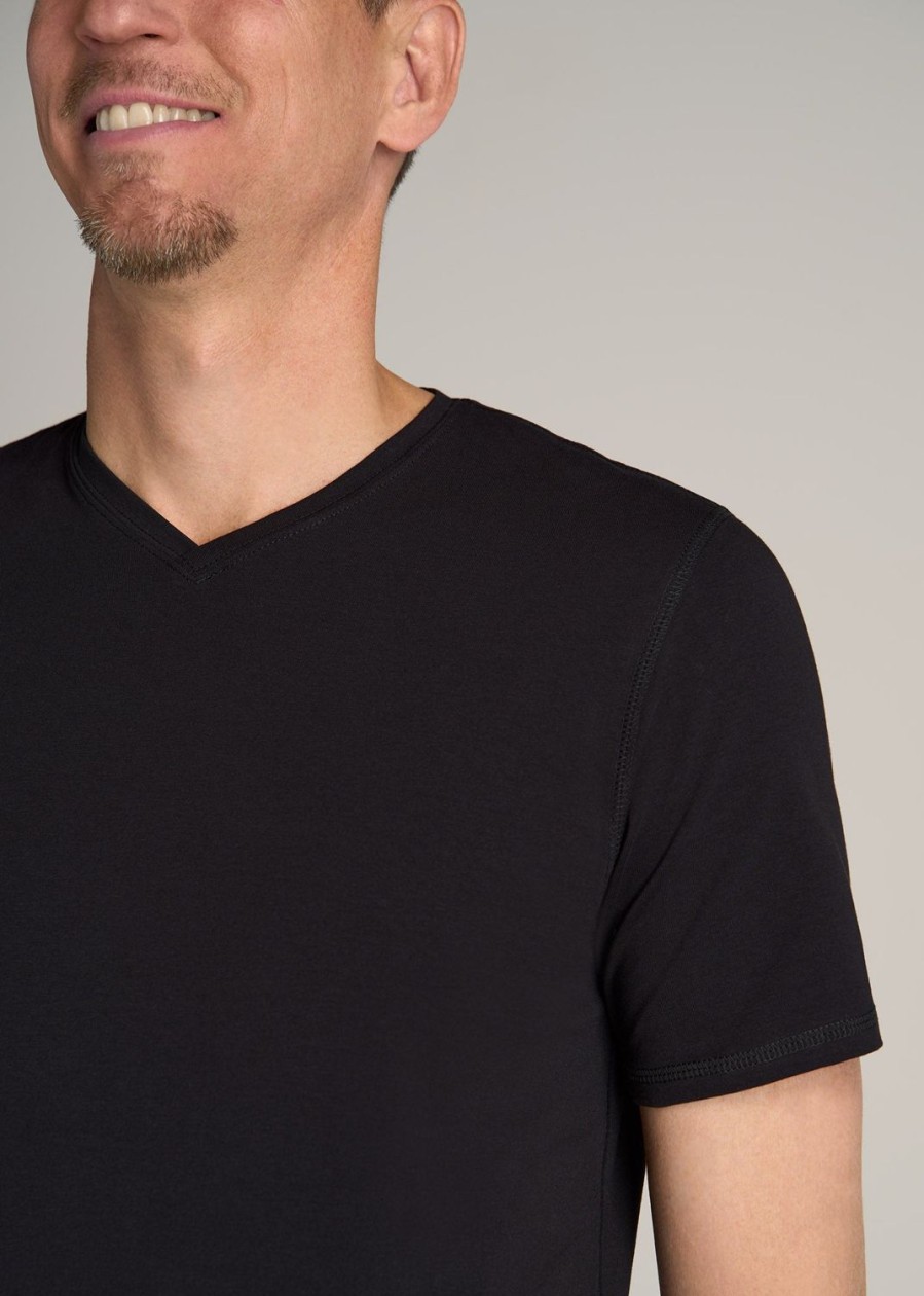 Men American Tall Tees + Tanks | The Essential Regular-Fit V-Neck Men'S Tall Tees In Black