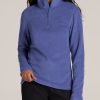 Women American Tall Sweaters | Half Zip Polar Fleece Pullover Sweater For Tall Women In Marlin Blue