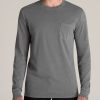 Men American Tall Long Sleeve Tees + Thermals | Garment Dyed Long Sleeve Pocket Tall Men'S Tee In Slate