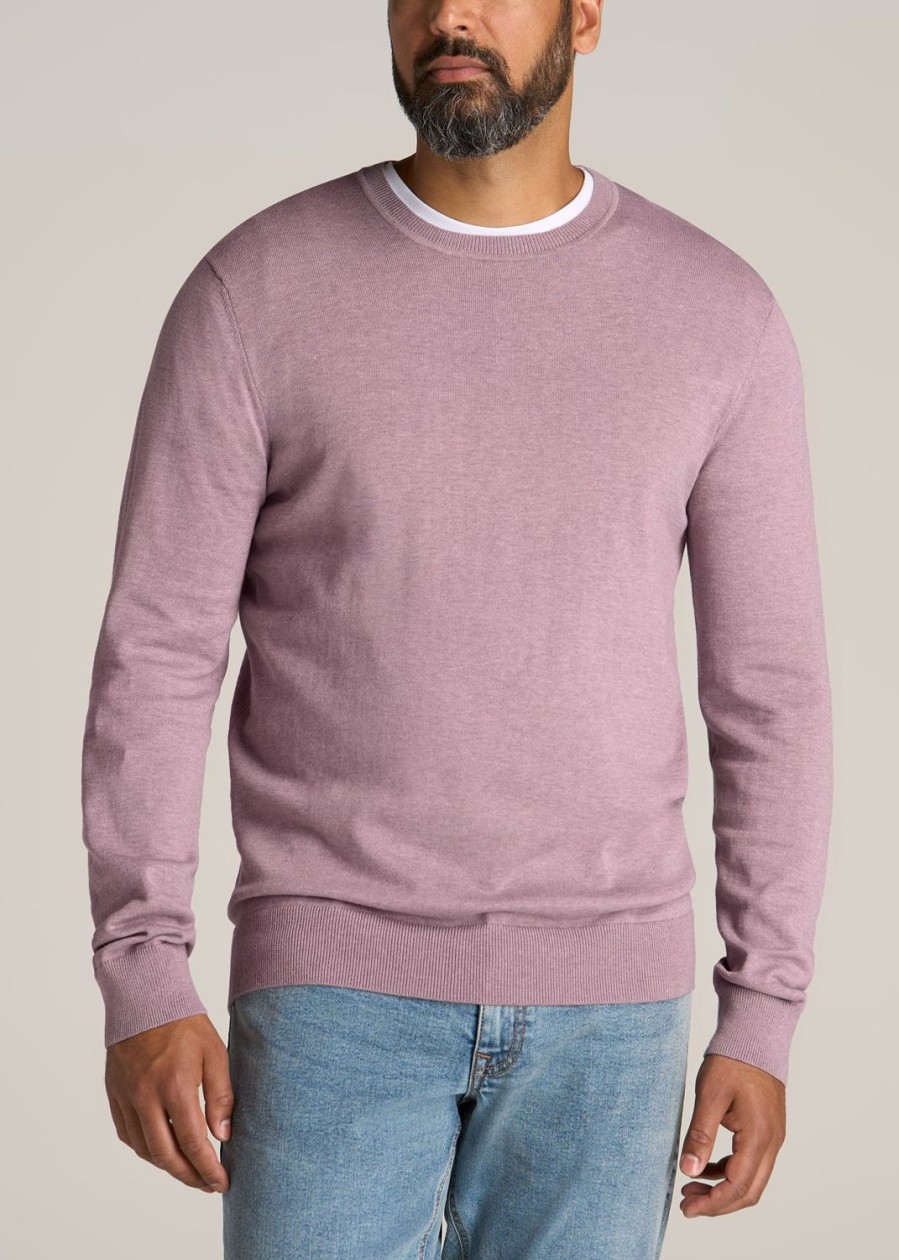 Men American Tall Hoodies + Sweatshirts | Everyday Crewneck Tall Men'S Sweater In Lavender Fog