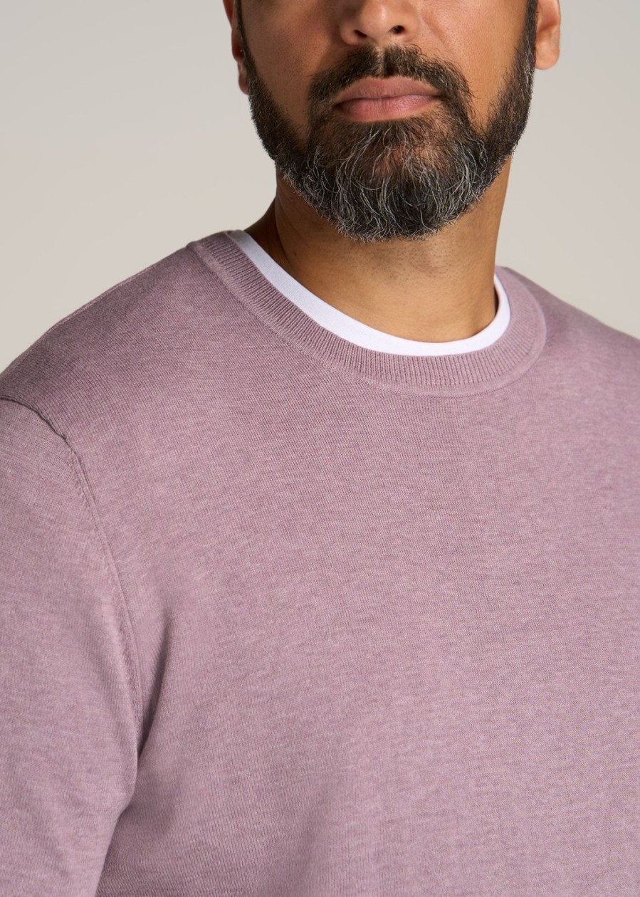 Men American Tall Hoodies + Sweatshirts | Everyday Crewneck Tall Men'S Sweater In Lavender Fog