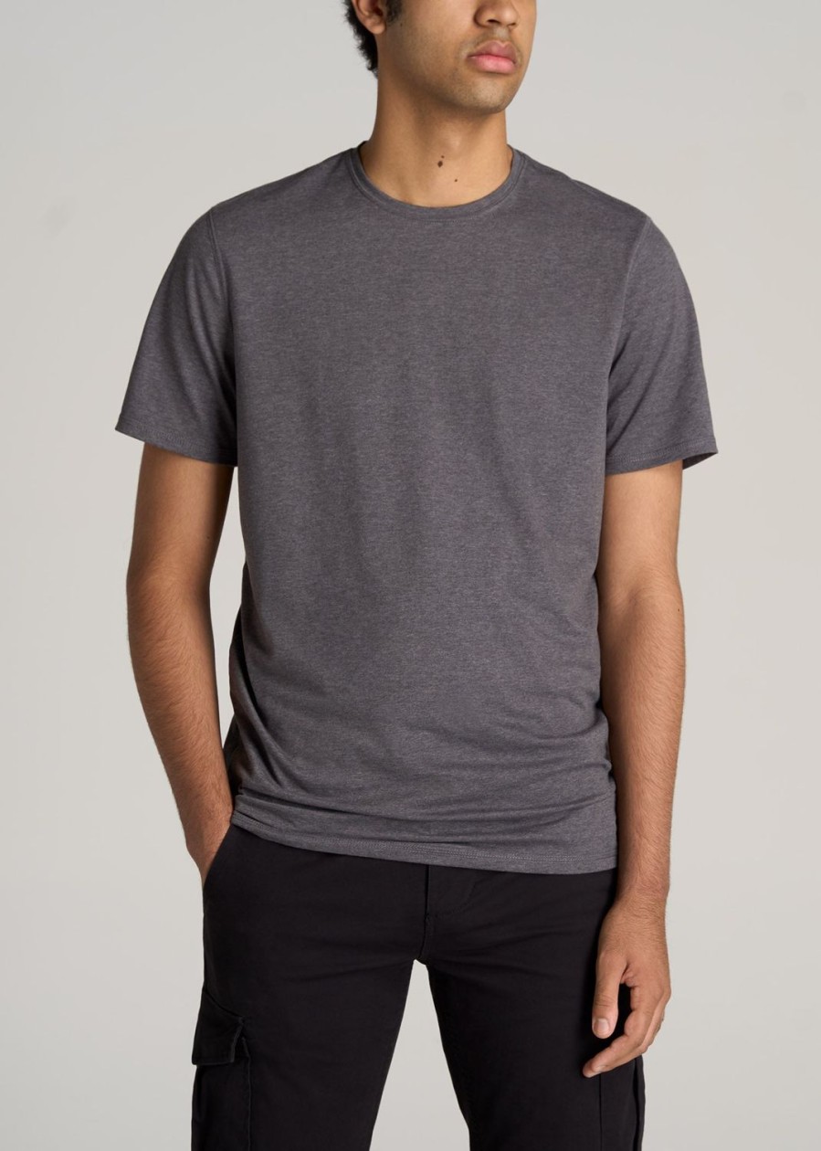 Men American Tall Tees + Tanks | The Essential Regular-Fit Crew-Neck Men'S Tall Tees In Charcoal Mix