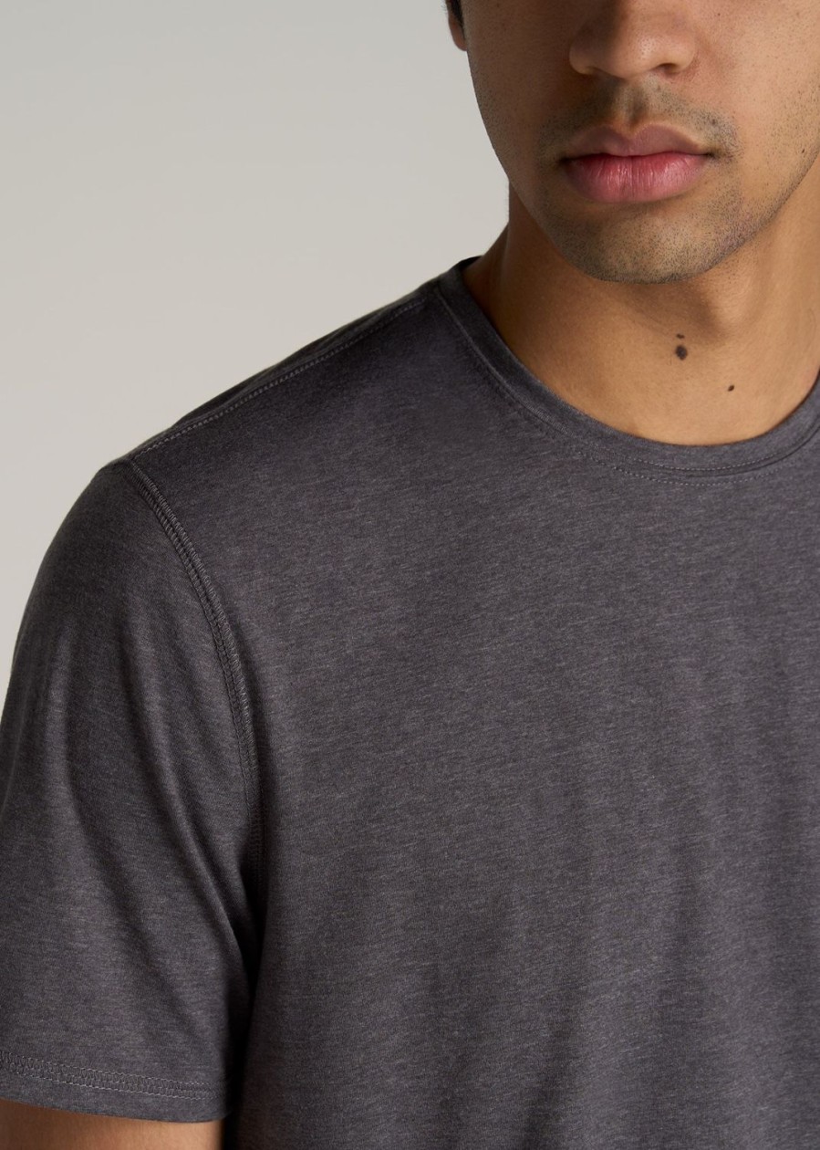 Men American Tall Tees + Tanks | The Essential Regular-Fit Crew-Neck Men'S Tall Tees In Charcoal Mix