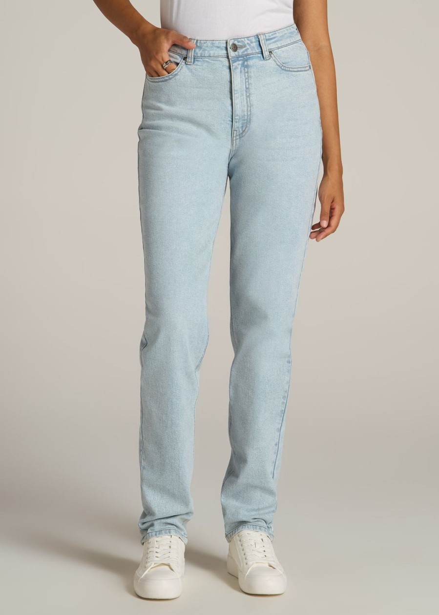 Women American Tall Jeans + Denim | Emma High Rise Relaxed Tapered Tall Women'S Jeans In Vintage Light Indigo