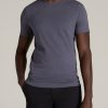 Men American Tall Tees + Tanks | The Essential Slim-Fit Crewneck Men'S Tall Tees In Grey Blue