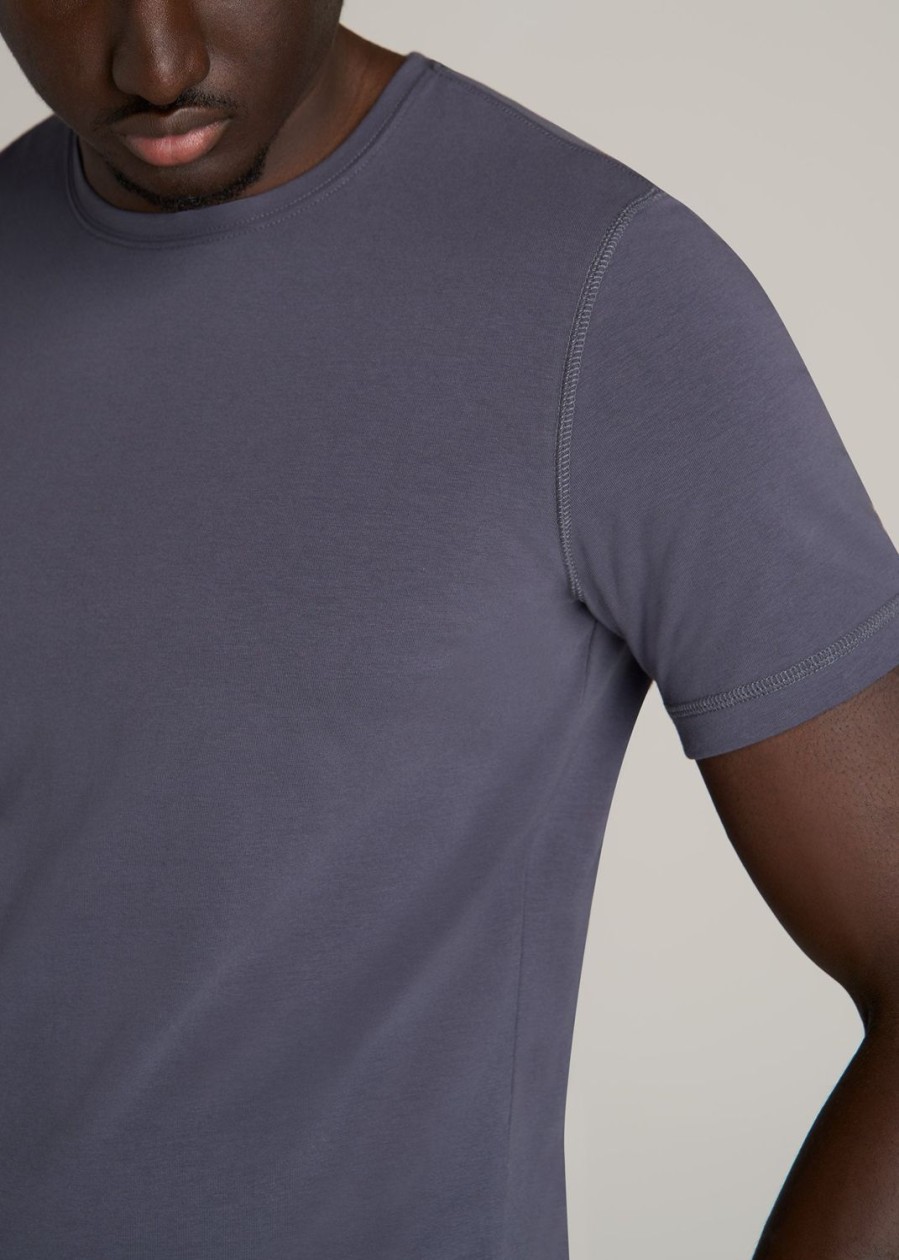 Men American Tall Tees + Tanks | The Essential Slim-Fit Crewneck Men'S Tall Tees In Grey Blue