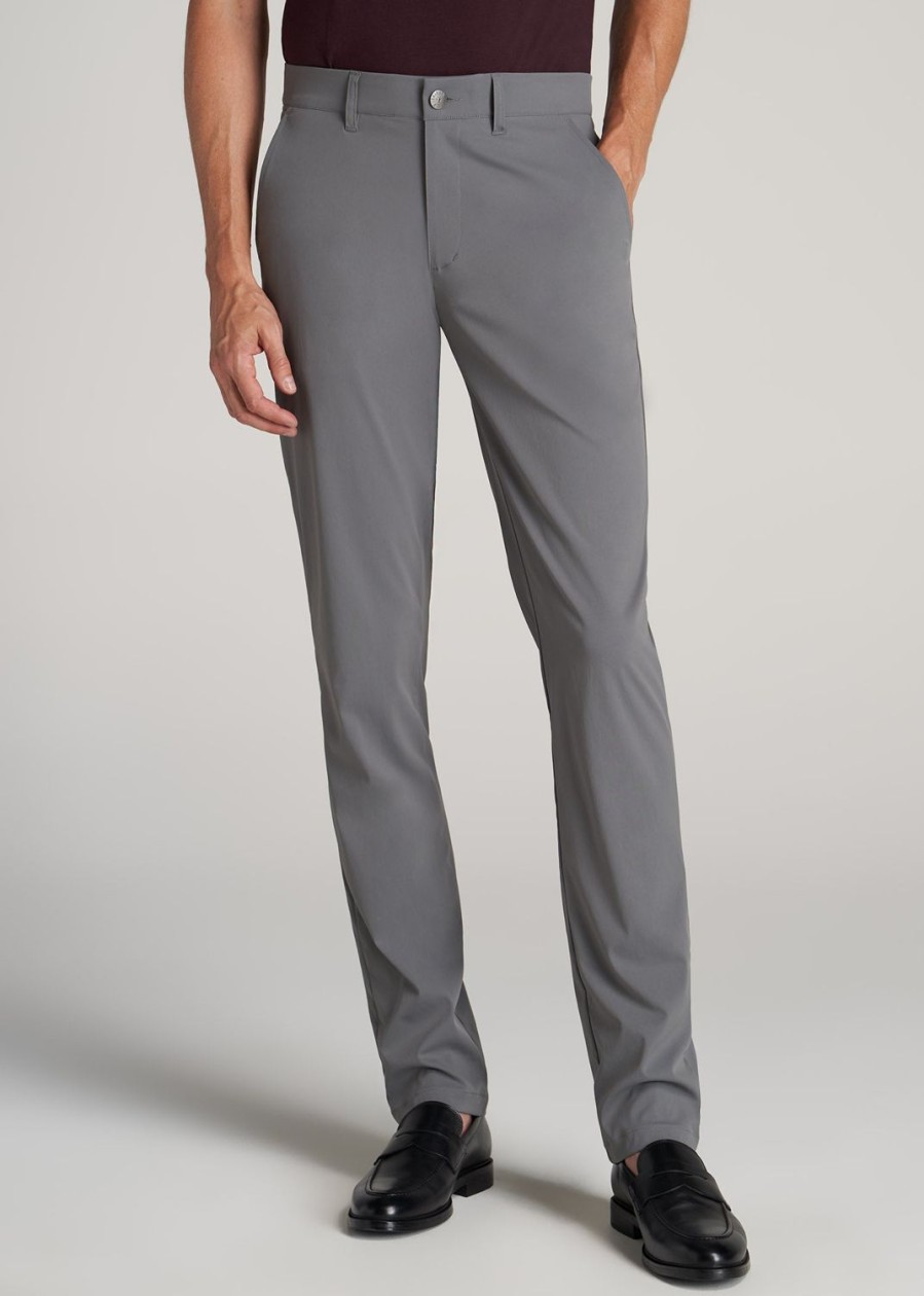 Men American Tall Pants + Chinos | Tapered Fit Traveler Chino Pants For Tall Men In Charcoal