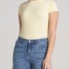 Women American Tall Tees, Tanks + Bodysuits | Women'S Slim-Fit Crewneck Cap Sleeve Tall Tee In Butter Yellow