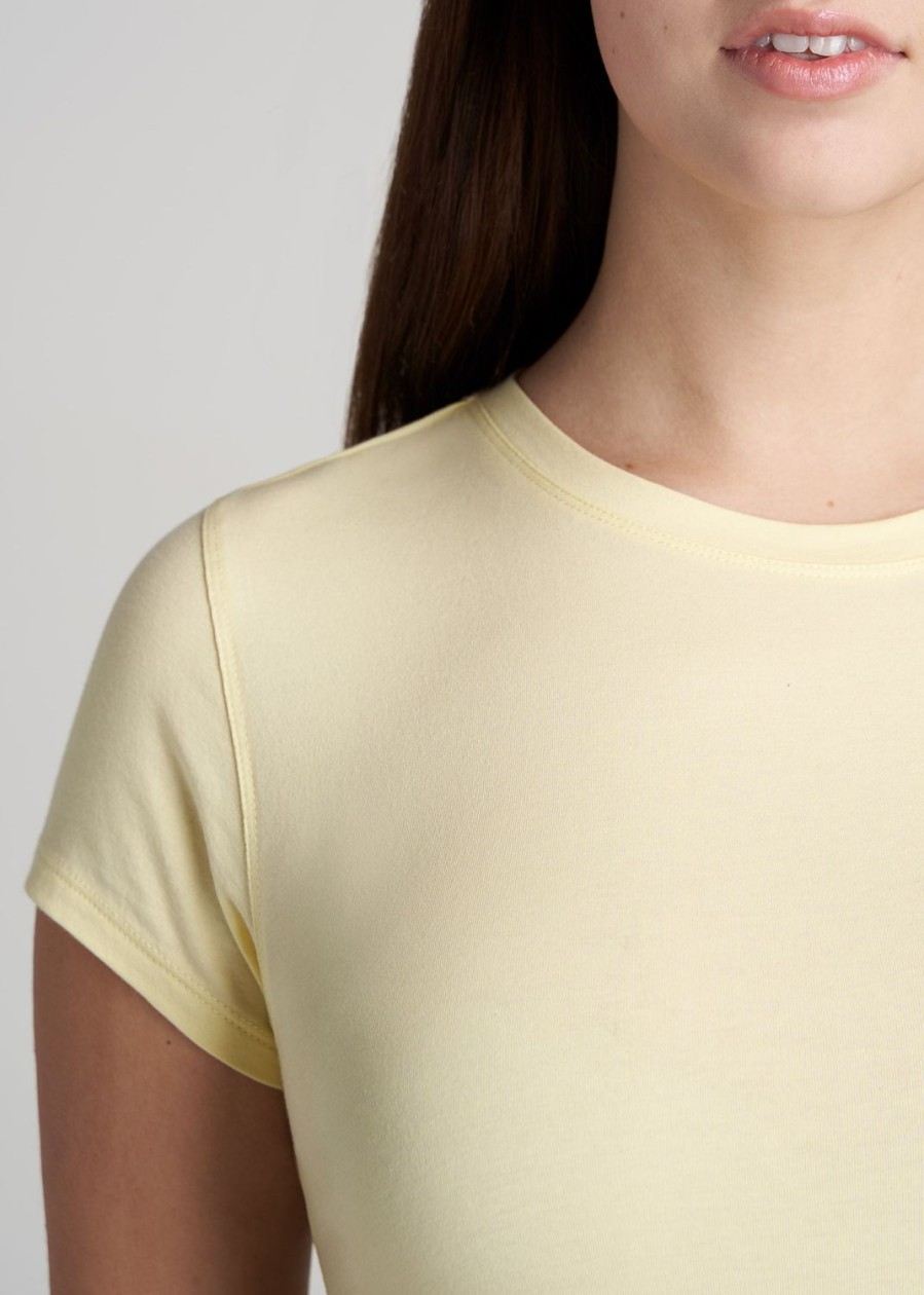 Women American Tall Tees, Tanks + Bodysuits | Women'S Slim-Fit Crewneck Cap Sleeve Tall Tee In Butter Yellow