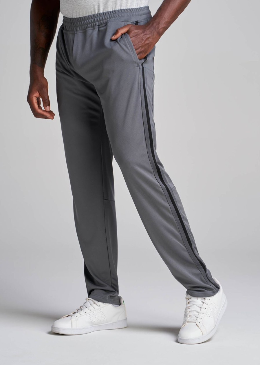 Men American Tall Athletic Pants | Athletic Stripe Pants For Tall Men In Grey-Black Stripe Grey / Black Stripe