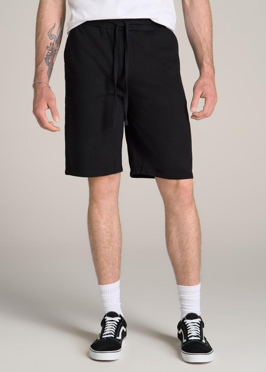 Men American Tall Shorts | Wearever Garment-Dyed French Terry Sweat Shorts For Tall Men In Black