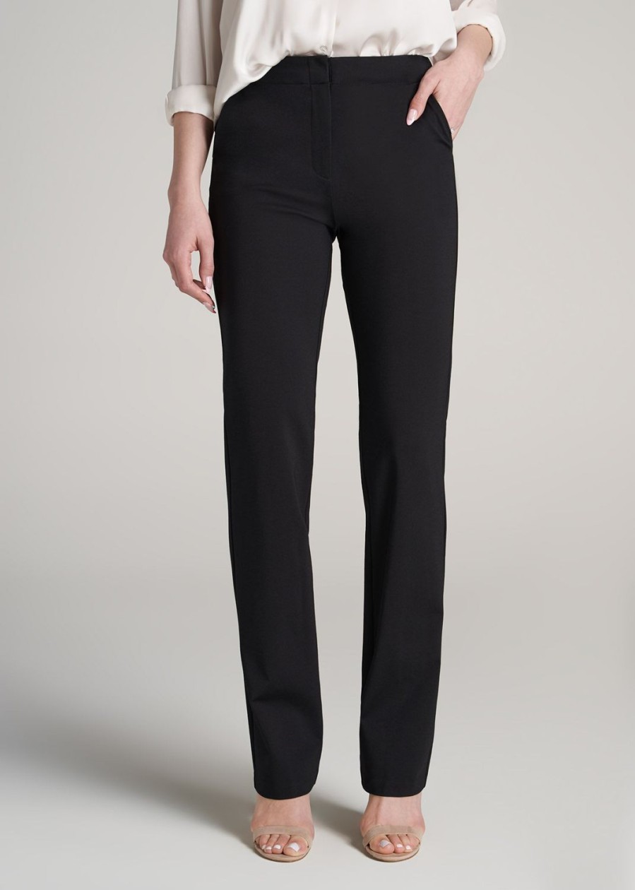 Women American Tall Pants + Trousers | Slim Straight Leg Dress Pants For Tall Women In Black