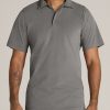 Men American Tall Polos | Lj&S Ultra Soft Short Sleeve Cotton Polo For Tall Men In Vintage Pewter