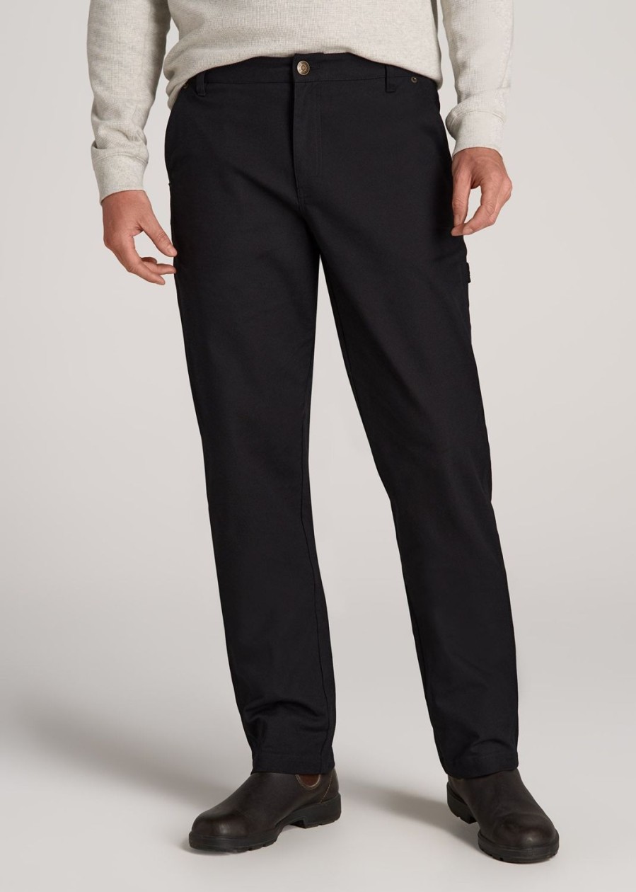 Men American Tall Pants + Chinos | Lj&S Stretch Canvas Regular-Fit Carpenter'S Pants For Tall Men In Black