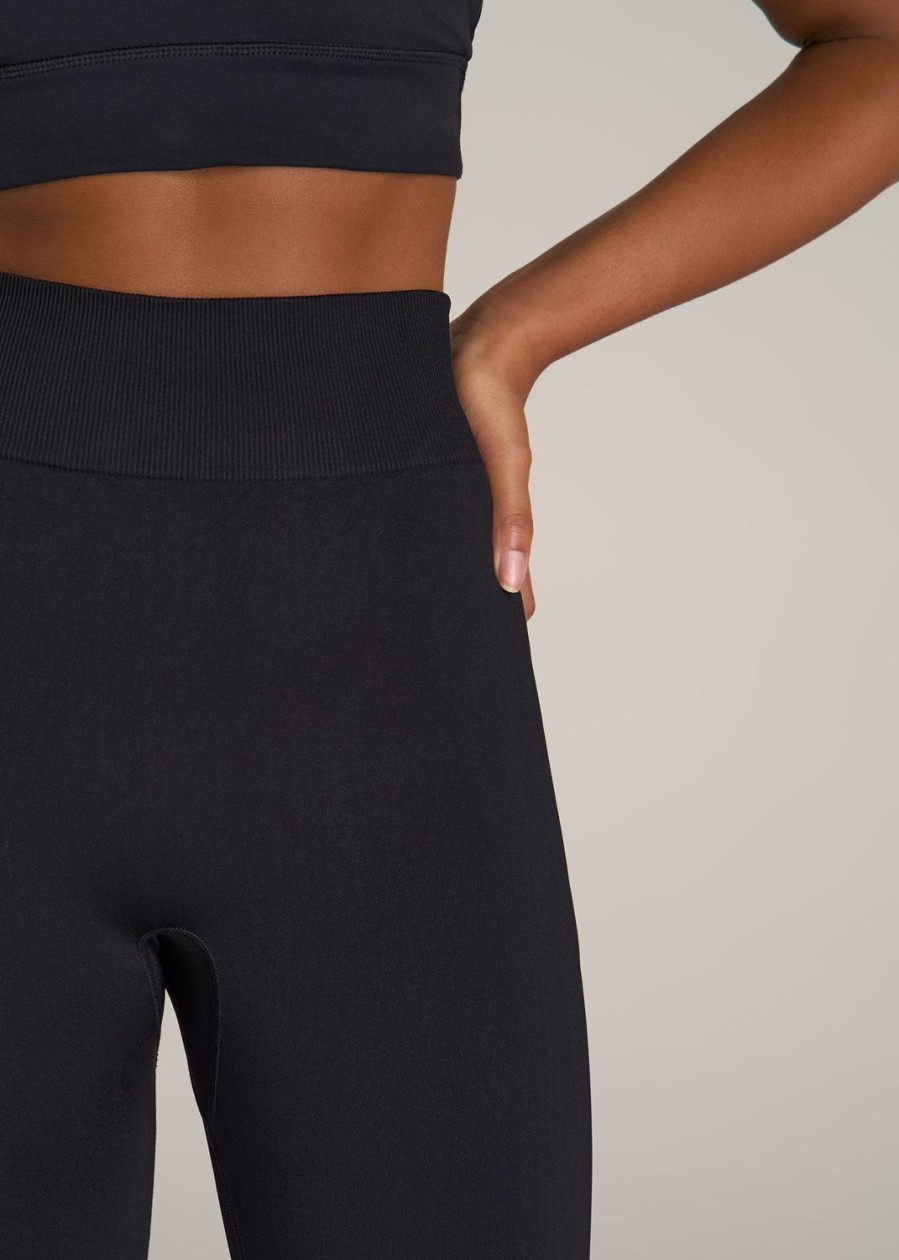 Women American Tall Athletic Pants | Seamless Leggings For Tall Women In Black Solid Black