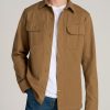 Men American Tall Jackets + Coats | Lj&S Canvas Shirt Jacket For Tall Men In Sahara