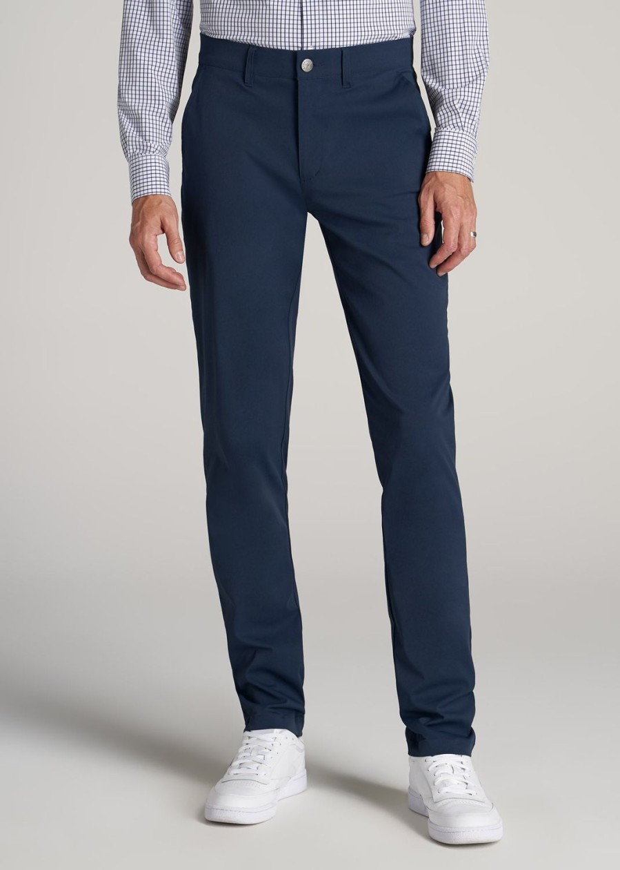 Men American Tall Pants + Chinos | Tapered Fit Traveler Chino Pants For Tall Men In Marine Navy