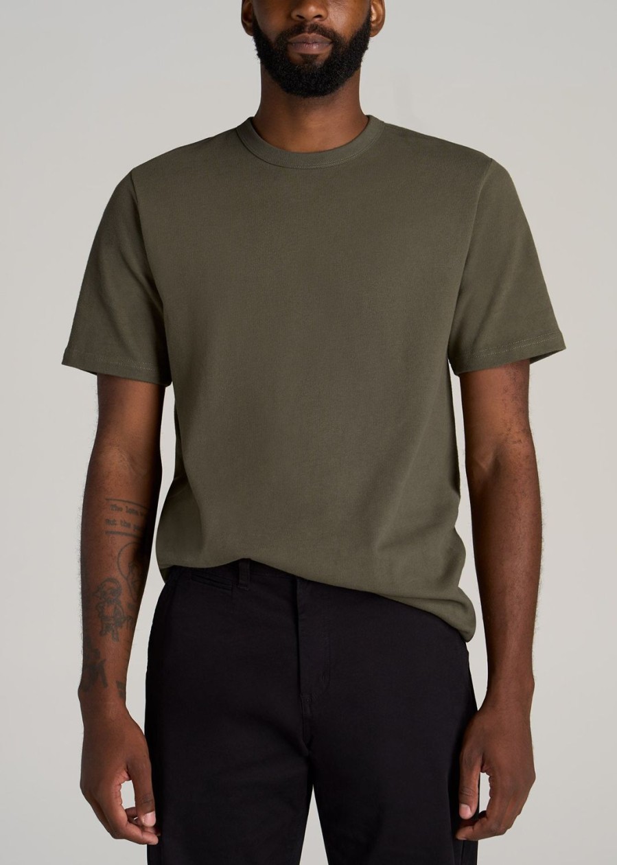 Men American Tall Tees + Tanks | Lj&S Heavyweight Relaxed-Fit Tall Tee In Surplus Green