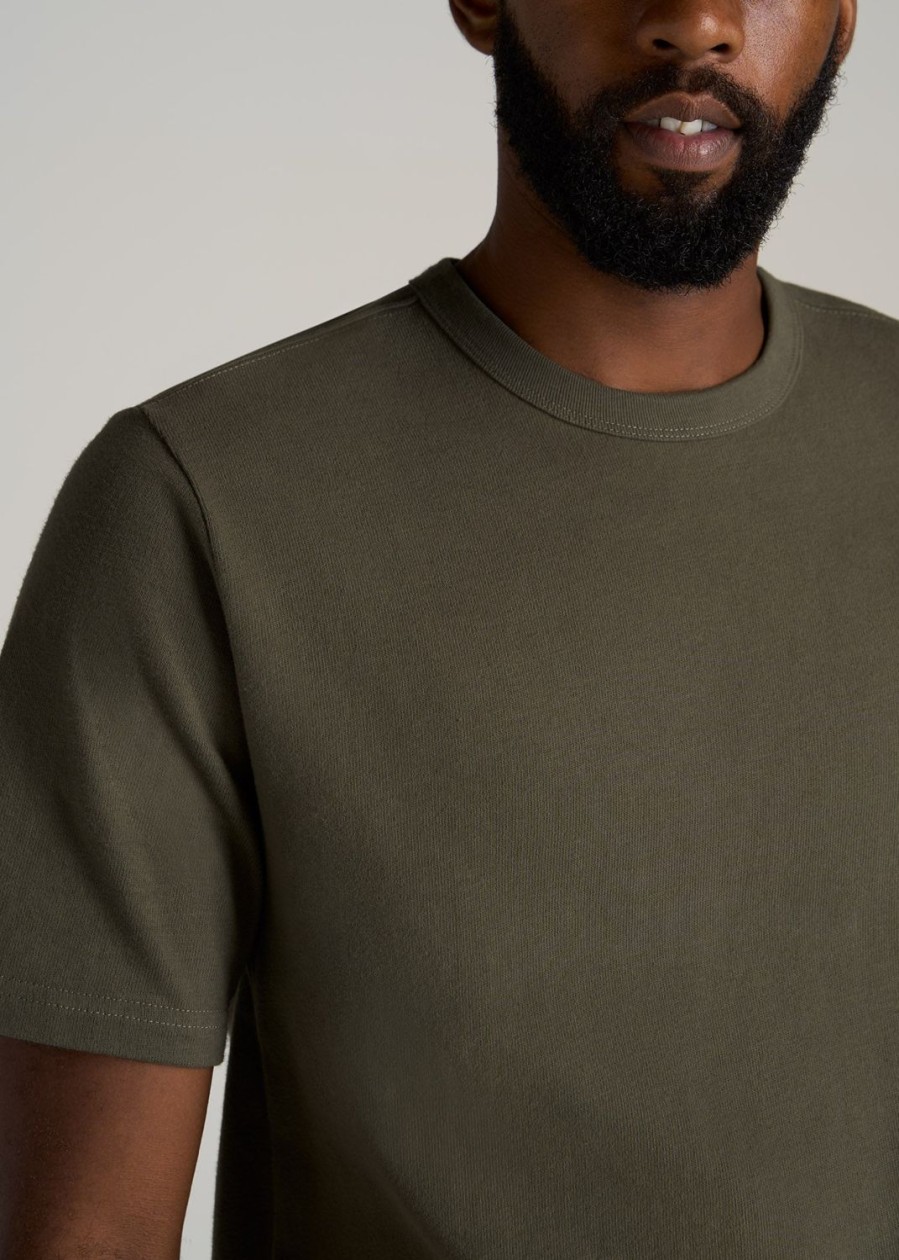 Men American Tall Tees + Tanks | Lj&S Heavyweight Relaxed-Fit Tall Tee In Surplus Green