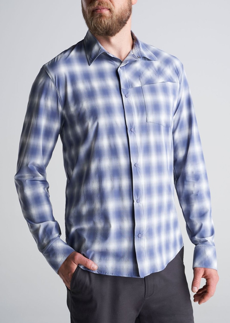 Men American Tall Button Shirts | Tall Men'S Ultra Lightweight Snap-Front Shirt In Open Sky