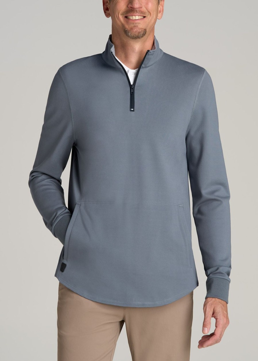 Men American Tall Hoodies + Sweatshirts | Fairway Popover Tall Men'S Sweatshirt In Smoky Blue