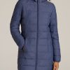 Women American Tall Jackets + Outerwear | Packable Puffer Jacket For Tall Women In Blue Space Dye