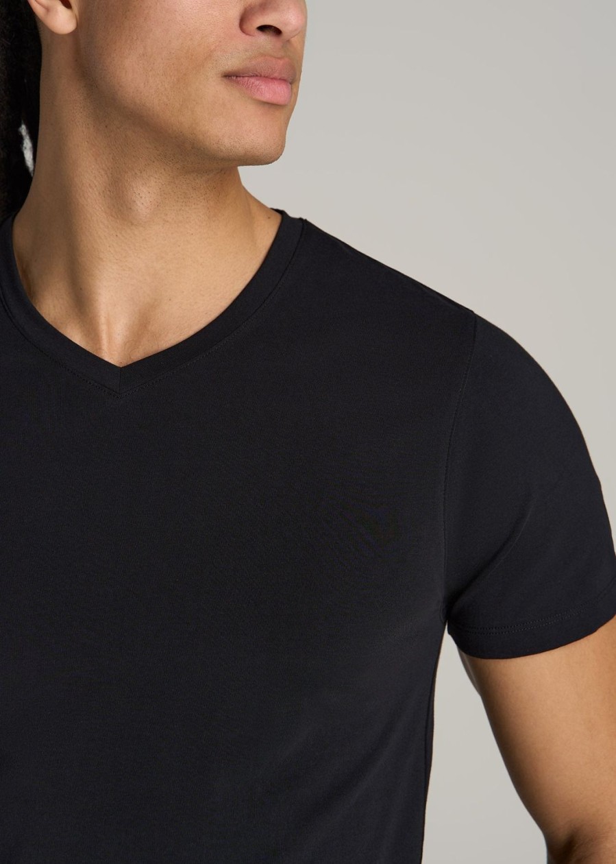 Men American Tall Tees + Tanks | Stretch Cotton Modern-Fit V-Neck T-Shirt For Tall Men In Black